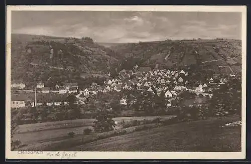 AK Ernsbach, Ortsansicht in den Hügeln