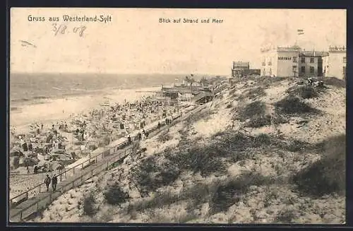 AK Westerland, Blick auf Strand und Meer