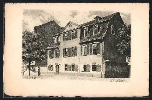 Künstler-AK Weimar / Thüringen, Blick auf das Schillerhaus