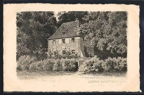 Künstler-AK Weimar / Thüringen, Goethe`s Gartenhaus
