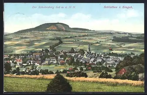 AK Schlettau i. Erzgeb., Blick auf den Scheibenberg