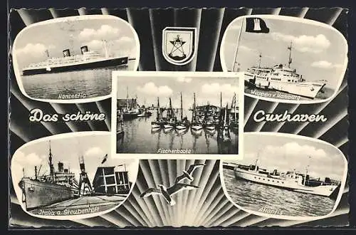 AK Cuxhaven, Wappen v. Hamburgm Hanseatic, Italia a. Steubenhöft