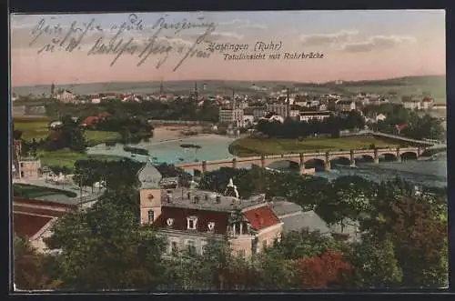 AK Hattingen /Ruhr, Ortsansicht mit Ruhrbrücke