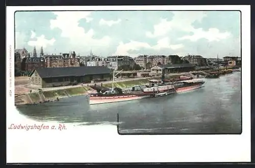 AK Ludwigshafen / Rhein, Totalansicht mit Rheinpartie