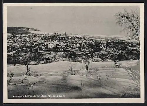 AK Annaberg i. Erzgeb., Ortsansicht mit Kirche und Pöhlberg