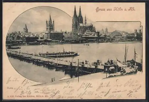 AK Köln a. Rh., Ortsansicht mit Kölner Dom im Passepartout
