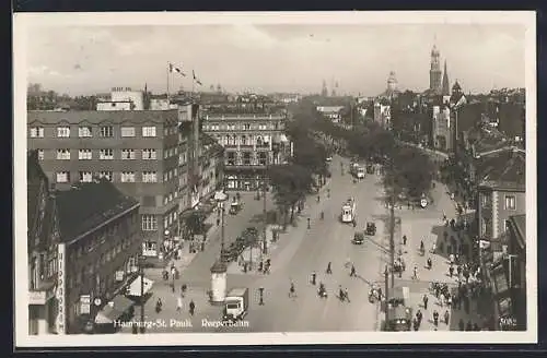 AK Hamburg-St. Pauli, Reeperbahn aus der Vogelschau