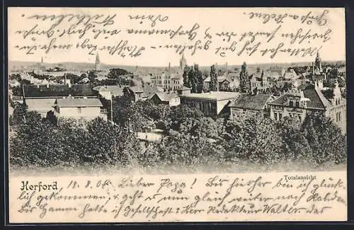 AK Herford, Ortsansicht aus der Vogelschau