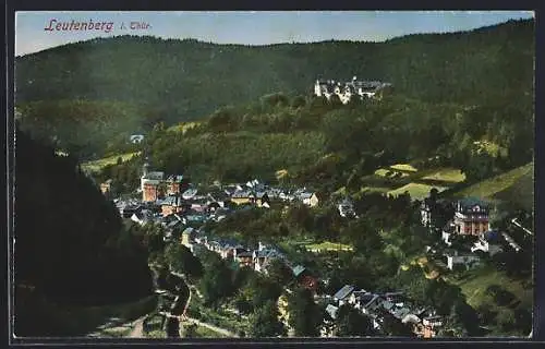 AK Leutenberg i. Thür., Ortsansicht mit Kirche und Schloss
