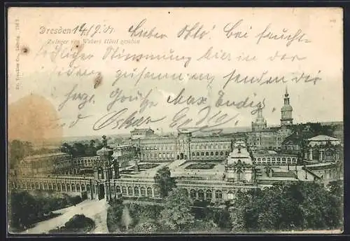 AK Dresden, Zwinger von Webers Hotel gesehen