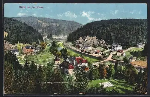 AK Hölle bei Bad Steben, Ortsansicht aus der Vogelschau