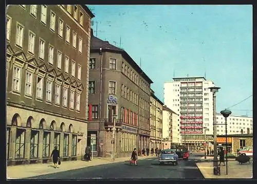AK Karl-Marx-Stadt, Innere Klosterstrasse und Hochhaus