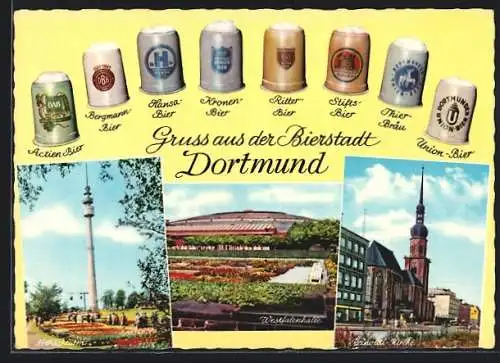 AK Dortmund, Ortsansicht mit Bieren