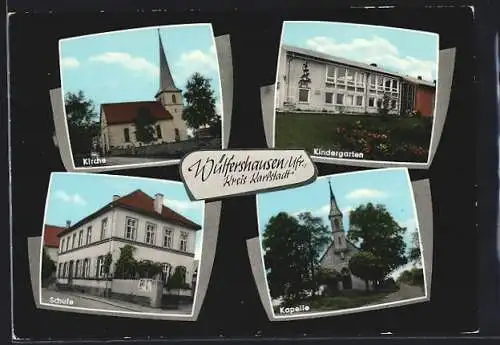AK Wülfershausen / Mainfranken, Kirche, Kindergarten, Schule