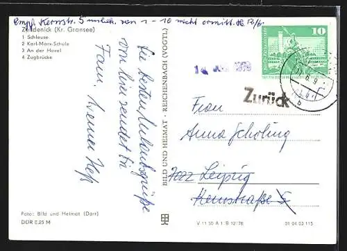 AK Zehdenick /Mark, Karl-Marx-Schule, Zugbrücke, Schleuse