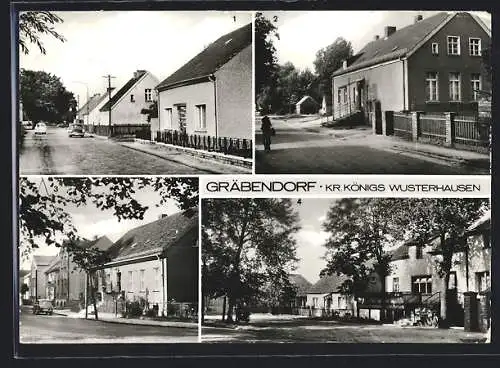 AK Gräbendorf, Gussower Strasse, Karl-Woitschach-Strasse, Gasthaus Zum goldenen Stern