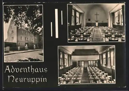 AK Neuruppin, Innen- und Aussenansicht des Adventhauses