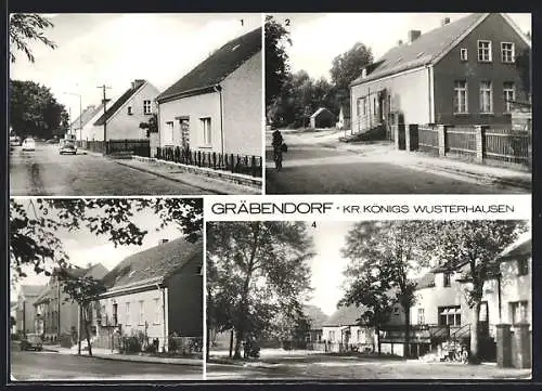 AK Gräbendorf, Gussower Strasse, Karl-Woitschach-Strasse, Gasthaus Zum goldenen Stern