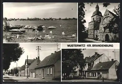 AK Wusterwitz /Brandenburg, Warschauer Strasse, Haupstrasse, Badestelle am Grossen Wusterwitzer See