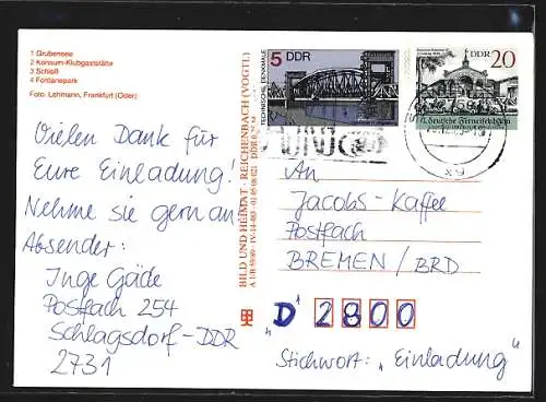 AK Gusow, Grubensee, Konsum-Klubgaststätte, Schloss und Fontanepark