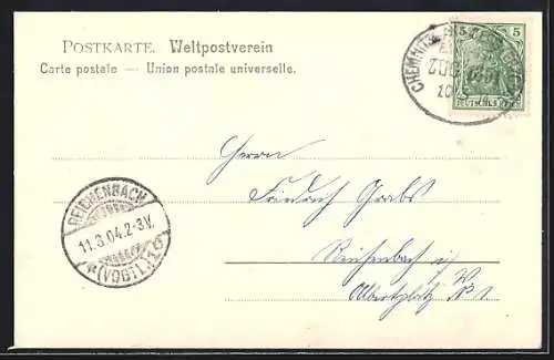 AK Scharfenstein / Erzgeb., Ortsansicht mit Fabrik