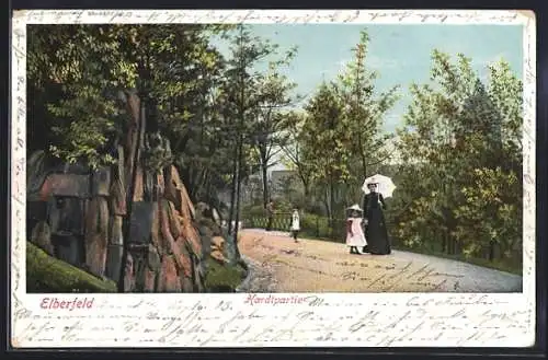 AK Elberfeld, Hardtpartie mit Spaziergängern