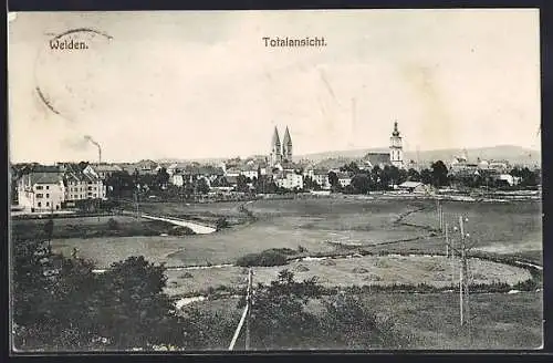 AK Weiden / Oberpfalz, Totalansicht mit Kirchen