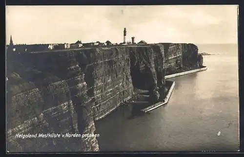 AK Helgoland, Westküste von Norden gesehen mit Leuchtturm