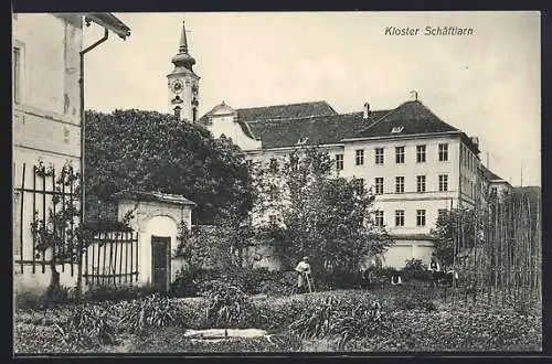 AK Schäftlarn, Kloster Schäftlarn mit Klostergarten