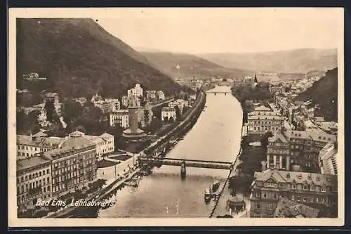 AK Bad Ems, Ortsansicht Lahnabwärts mit Kirche
