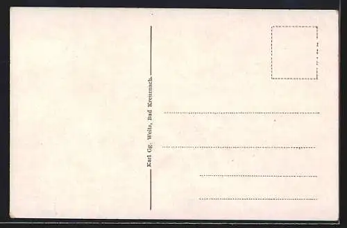 AK Bad Kreuznach, Partie aus der Altstadt mit Kirche