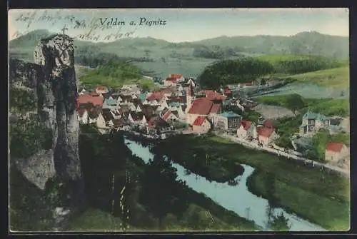 AK Velden a. Pegnitz, Ortsansicht am Fluss