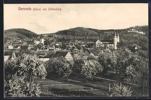 AK Gernrode / Harz, Partie im Ort mit Stubenberg