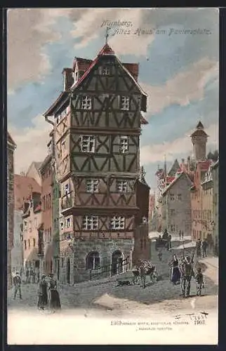 Künstler-AK Nürnberg, Altes Haus am Paniersplatz