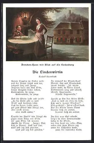 AK Lied, Die Lindenwirtin, Ännchen-Haus mit Blick auf die Godesburg