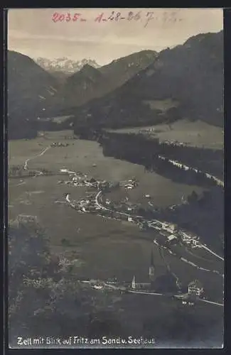 AK Zell / Ruhpolding, Ortsansicht mit Blick auf Fritz am Sand u. Seehaus