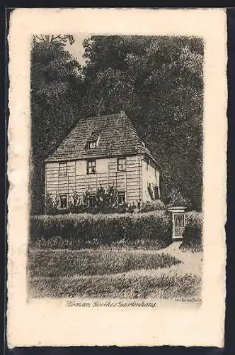 Künstler-AK Weimar / Thüringen, Goethe`s Gartenhaus