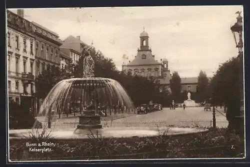 AK Bonn, Kaiserplatz mit Brunnen