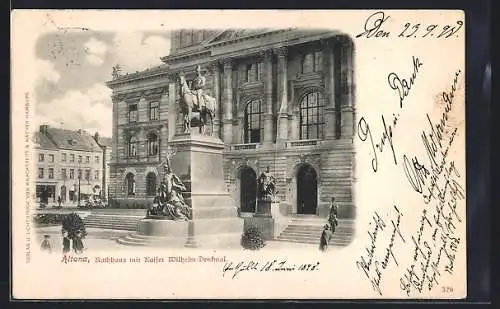 AK Hamburg-Altona, Rathhaus mit Kaiser Wilhelm-Denkmal