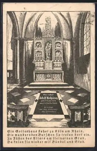 Künstler-AK Köln am Rhein, Grabstätte von Adolf Kolping in der Minoritenkirche