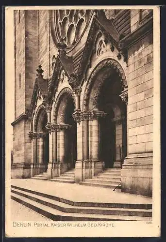 AK Berlin-Charlottenburg, Portal der Kaiser Wilhelm Ged. Kirche, Breitscheidplatz