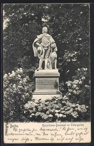AK Berlin-Tiergarten, Kurprinzen Denkmal im Thiergarten