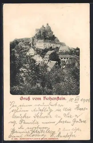 AK Hohenstein / Hersbruck, Stadtansicht mit Blick auf die Burg