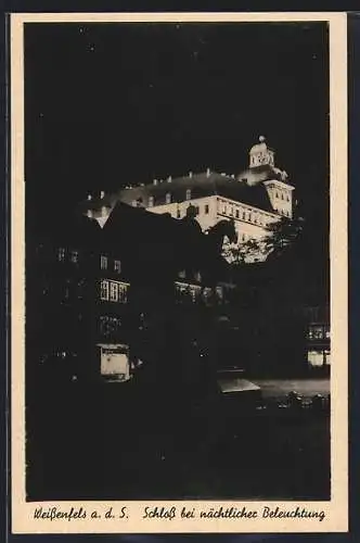 AK Weissenfels a. d. S., Schloss bei nächtlicher Beleuchtung