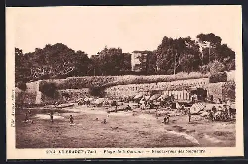 AK Le Pradet, Plage de la Garonne, Rendez-vous des baigneurs