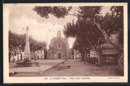 AK Le Pradet, Place Paul-Flamenq mit Kirche und Obelisk