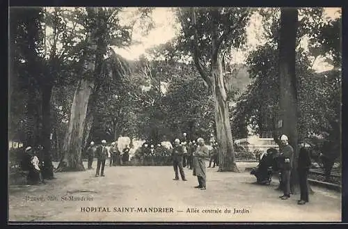 AK Saint-Mandrier, Allée centrale du Jardin de l`Hôpital Saint-Mandrier