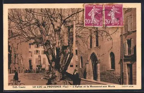 AK Le Luc, L`Église et le Monument aux Morts