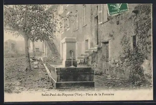 AK Saint-Paul-de-Fayence, Place de la Fontaine