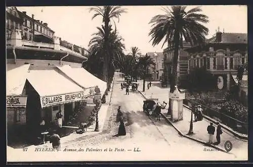 AK Hyères, Avenue des Palmiers et la Poste